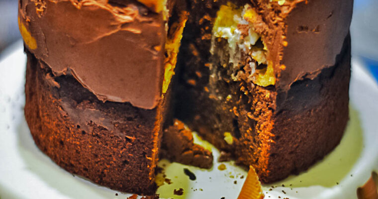 Piernikowo-czekoladowe ciasto z żytnimi ptysiami