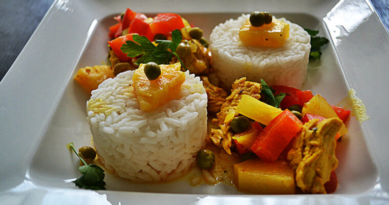 Kurczak curry z warzywami i ryżem